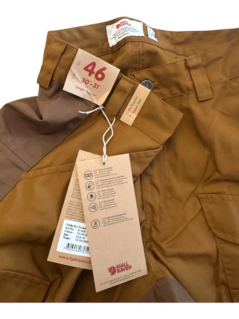 Fjallraven Vidda Pro Tousers Pants Regular Mens 30x31 Chestnut Timber NWT - Picture 8 of 10